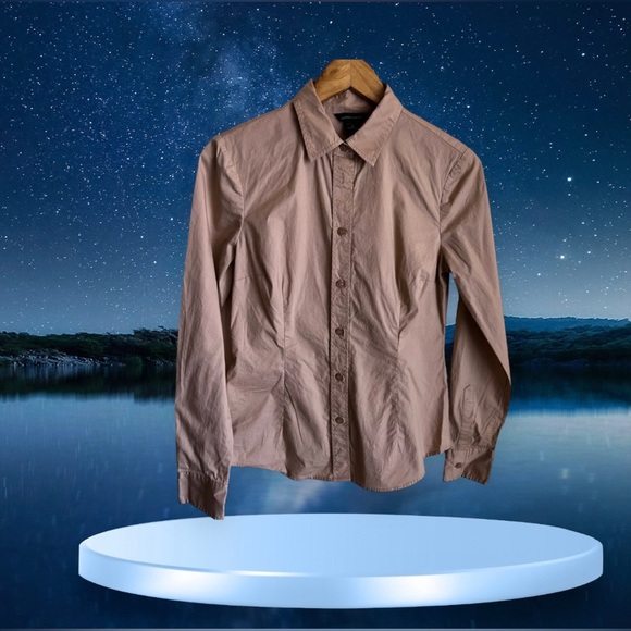 Moda International Women Tan Long Sleeve Blouse M With Bottom 4. % Elastic - Picture 6 of 16